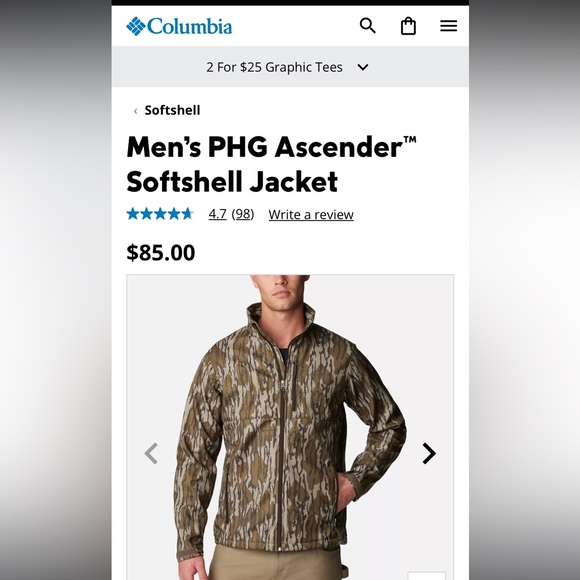 Columbia PHG Ascender Softshell Jacket Realtree Max5 - Picture 2 of 3